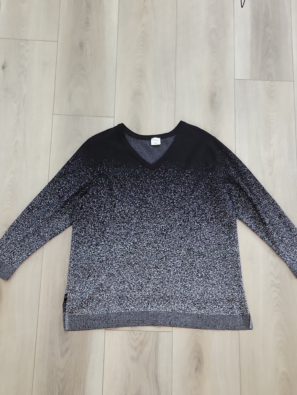 Soma Black and Silver V-Neck Sweater